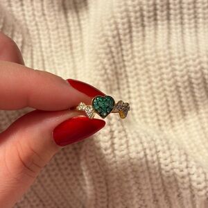 NWOT gold plate 925 green druzy ring